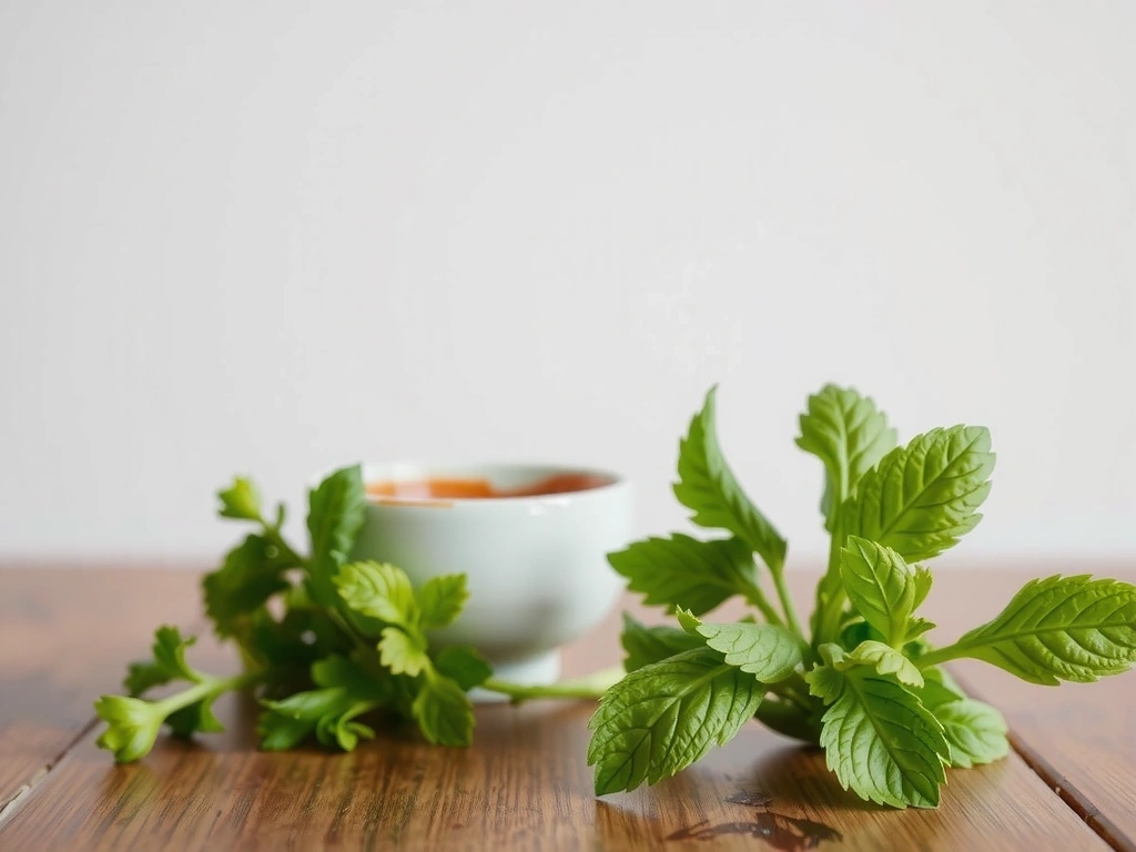 Ruhevolle Szenerie mit frischen Kräutern